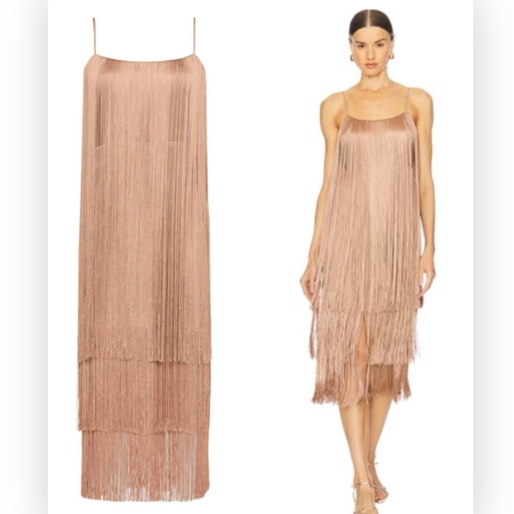 L'AGENCE  Taylen Fringe Midi Dress $595